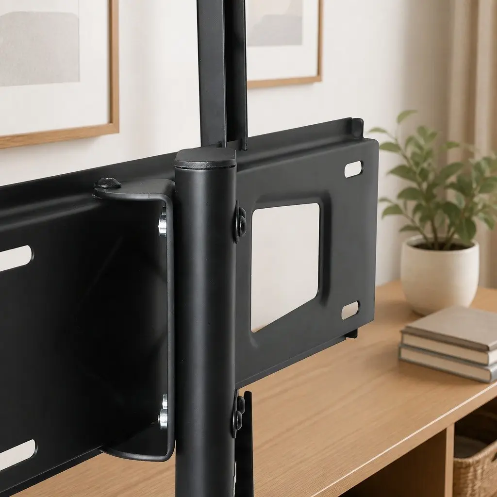 TV Stand Adjustable Height Swivel Tilt 32-75 Inch Tempered Glass Steel