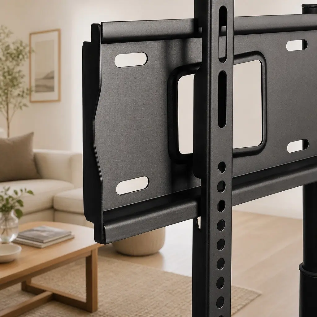 TV Stand Adjustable Height Swivel Tilt 32-75 Inch Tempered Glass Steel