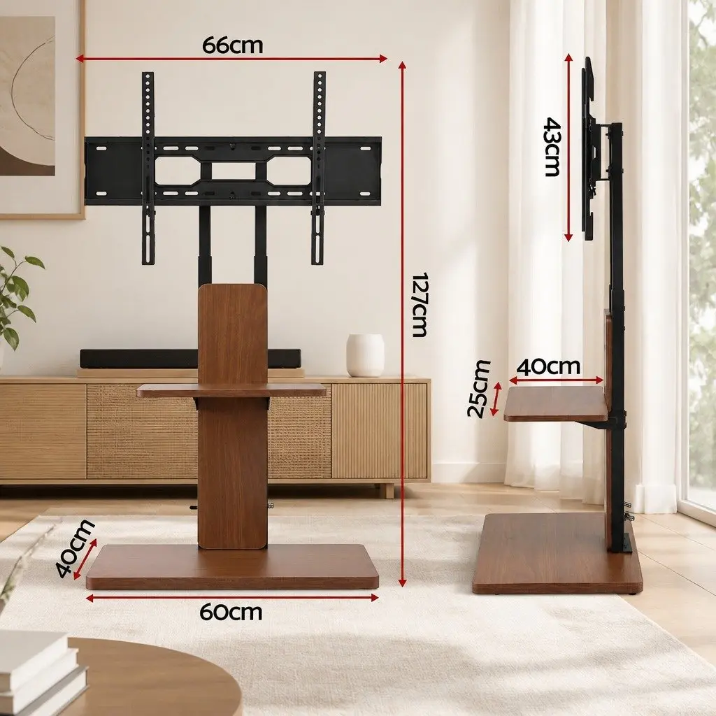 TV Stand Swivel Height Adjustable 32-70 Inch Wooden Base Entertainment Centre Steel MDF