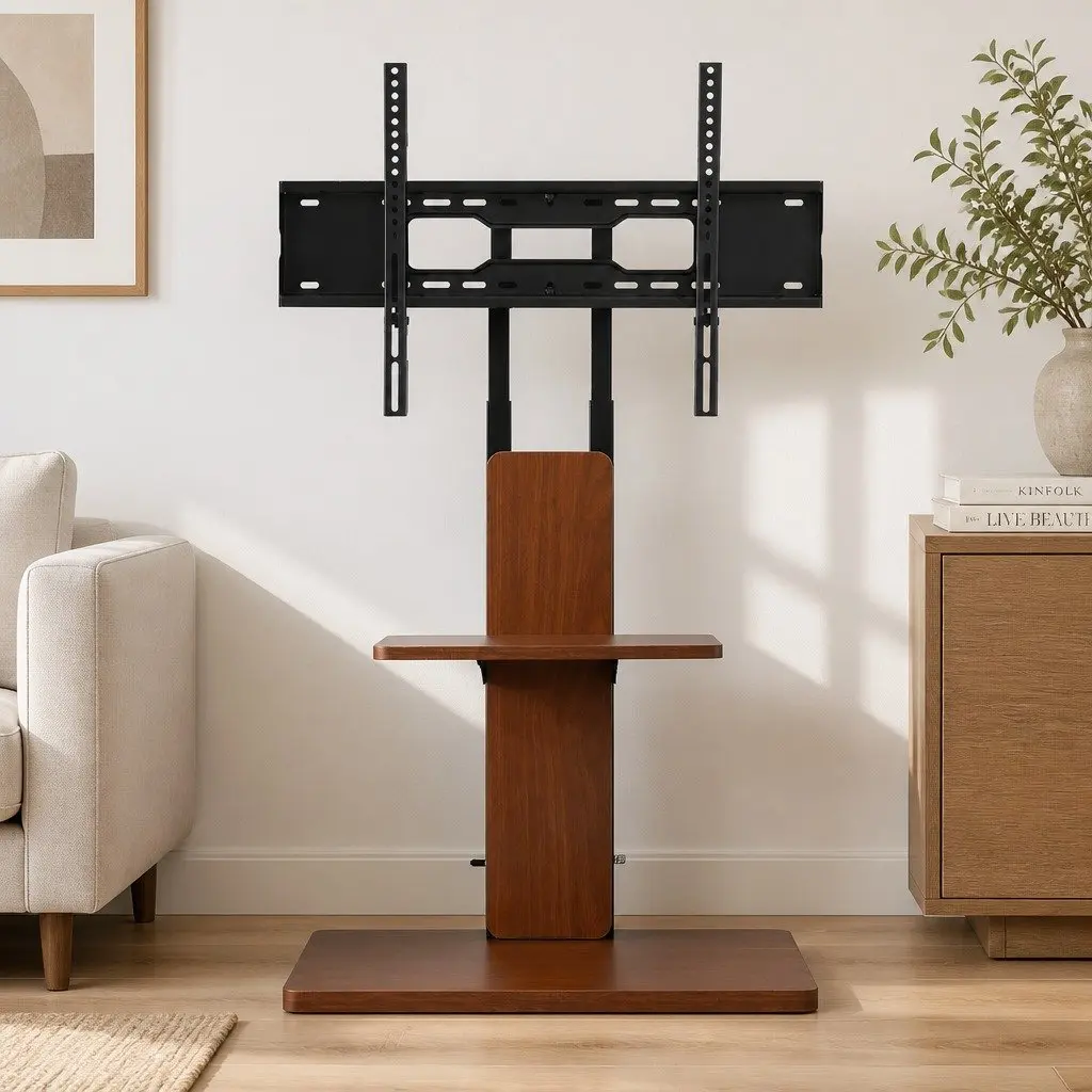 TV Stand Swivel Height Adjustable 32-70 Inch Wooden Base Entertainment Centre Steel MDF