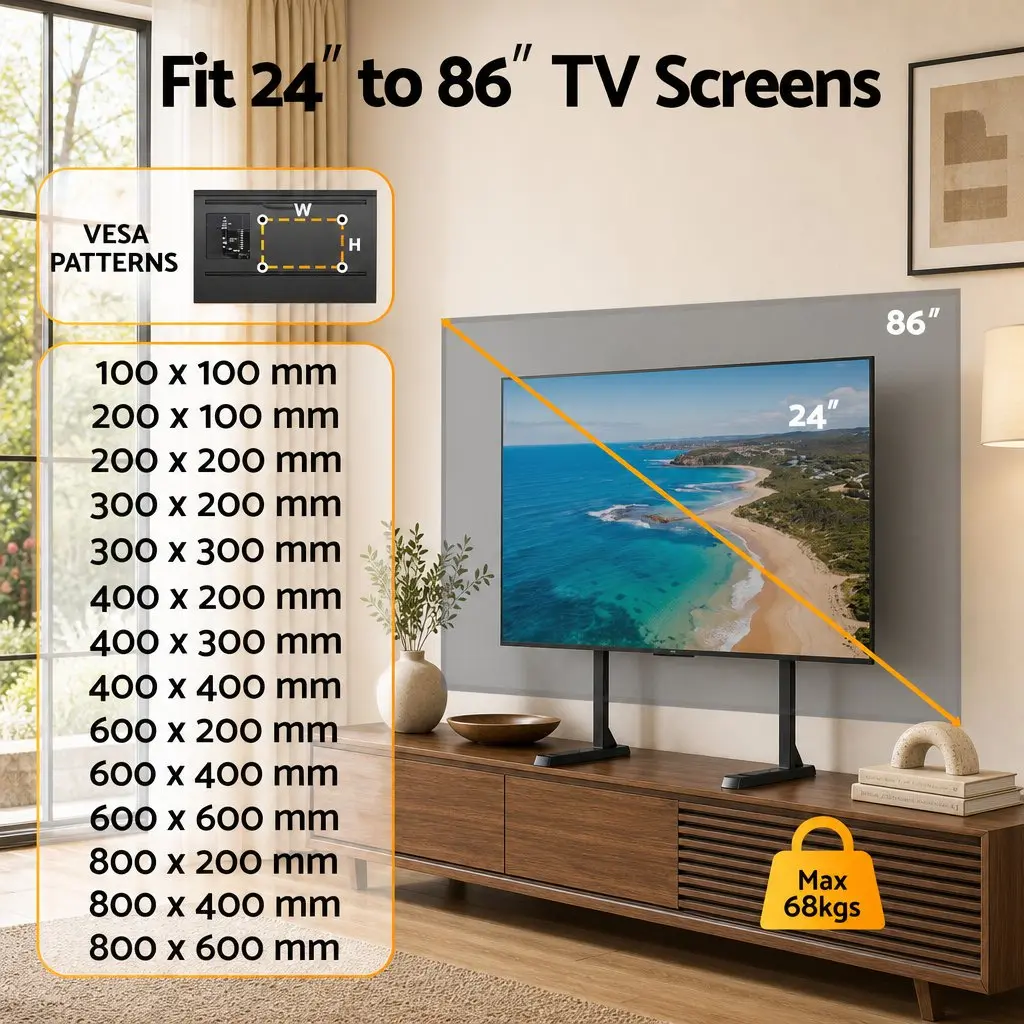 Universal TV Stand 24-86 inch Tabletop Mount Black LED Screen Desktop Bracket