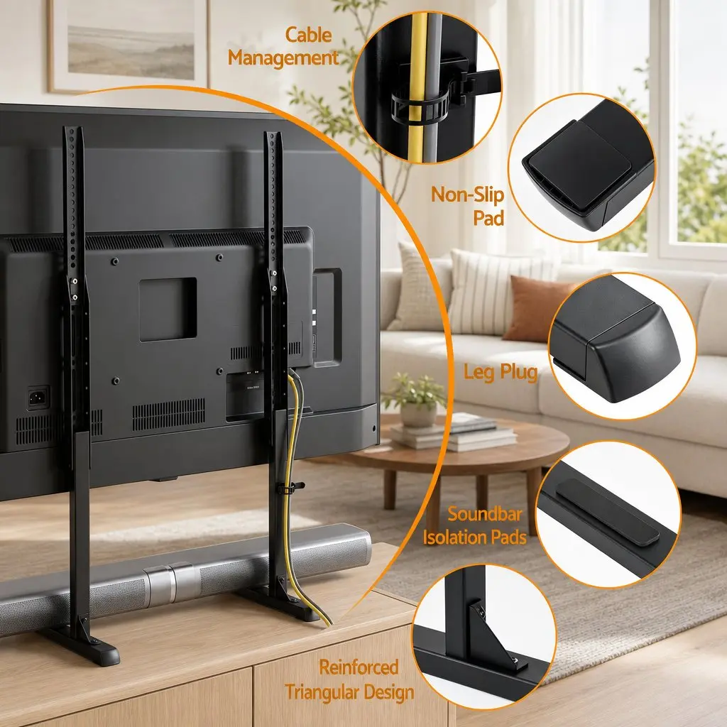 Universal TV Stand 24-86 inch Tabletop Mount Black LED Screen Desktop Bracket