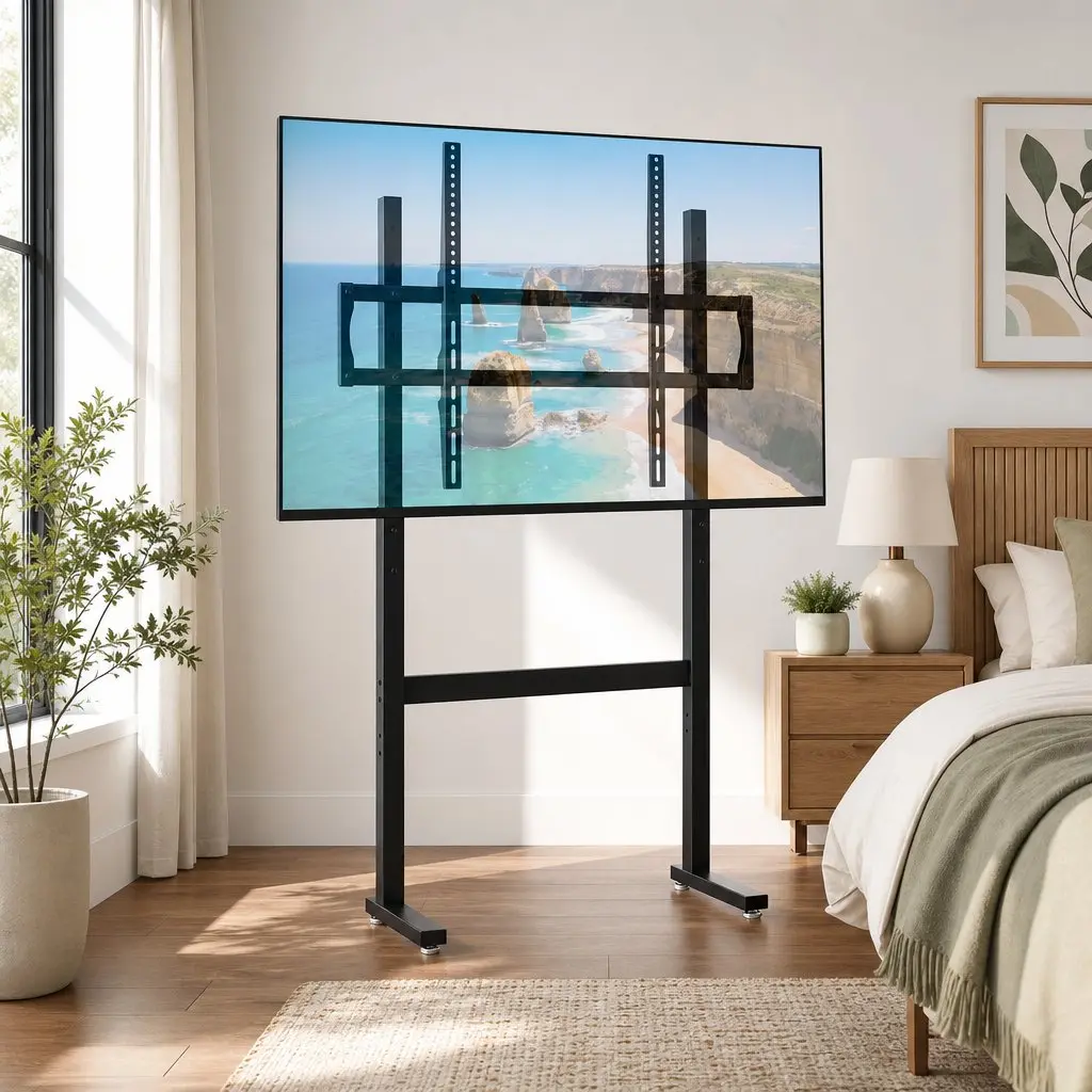 Universal Floor TV Stand for 32-100 Inch Screens Heavy Duty Steel Base Cable