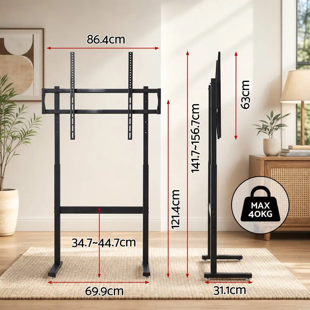 Universal Floor TV Stand for 32-100 Inch Screens Heavy Duty Steel Base Cable