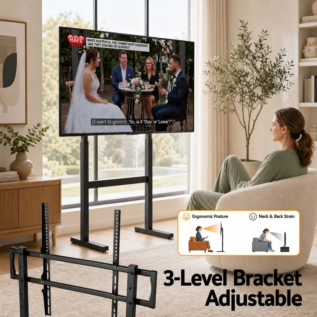 Universal Floor TV Stand for 32-100 Inch Screens Heavy Duty Steel Base Cable