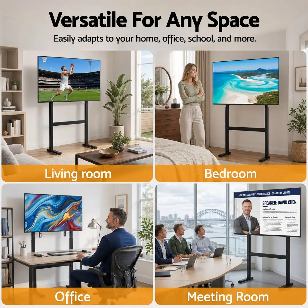 Universal Floor TV Stand for 32-100 Inch Screens Heavy Duty Steel Base Cable