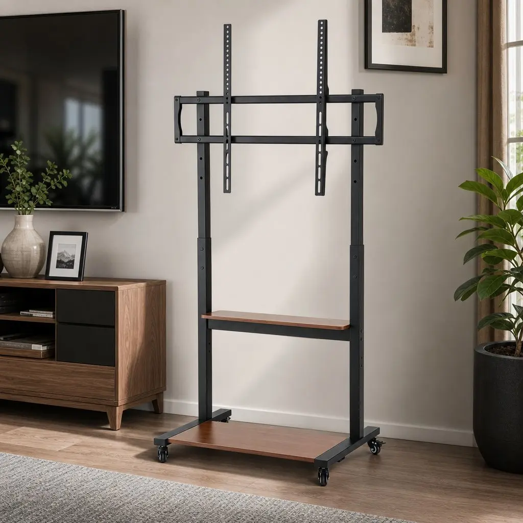 Mobile TV Stand Cart 40-100 Inch Adjustable Height Lockable Wheels Storage