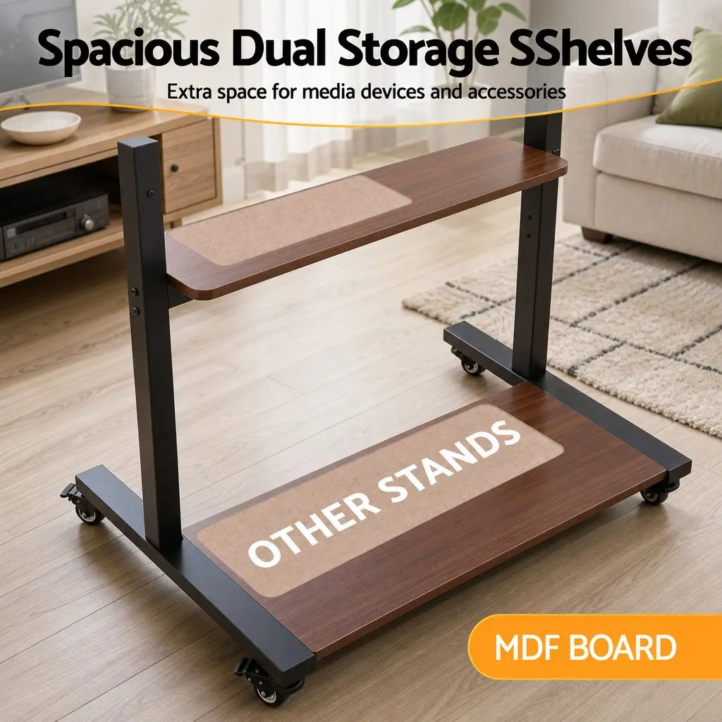 Mobile TV Stand Cart 40-100 Inch Adjustable Height Lockable Wheels Storage