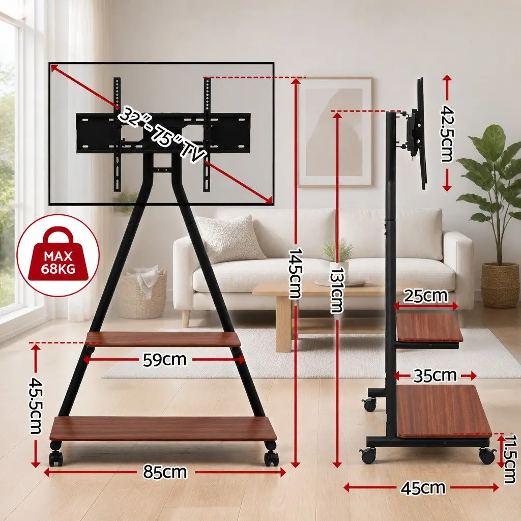 Heavy Duty Mobile TV Stand with Rolling Cart