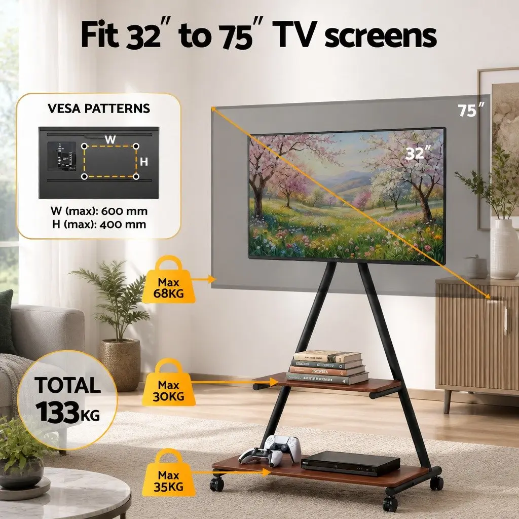 Heavy Duty Mobile TV Stand with Rolling Cart