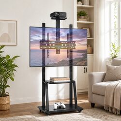 Mobile Adjustable Height TV Stand for 32-70 inch TVs