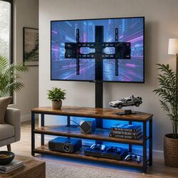 Stylish Corner TV Stand with LED Lights and Power Outlet