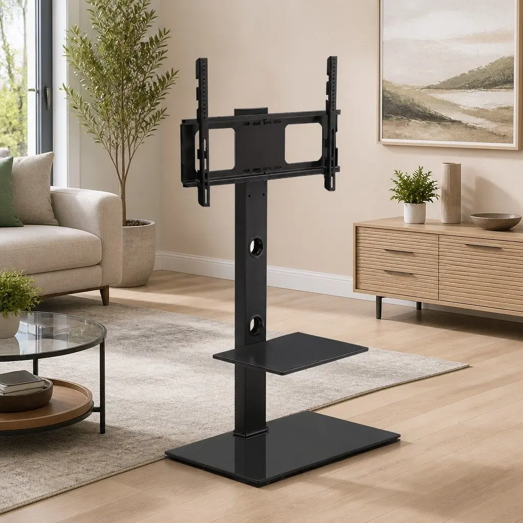 TV Floor Stand Mount with Storage Shelf