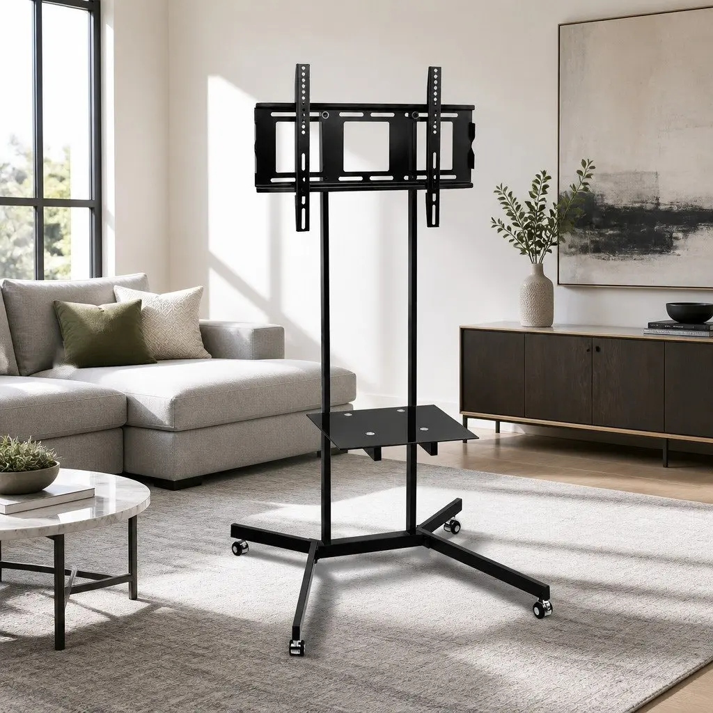 Mobile TV Stand for 32"-65" Screens with Shelf
