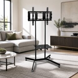 Elegant Mobile TV Stand for 32"-65" Screens with Shelf