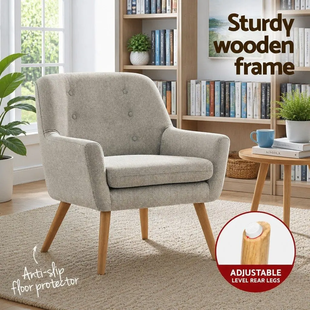 Beige Upholstered Accent Armchair Lounge Chair Set