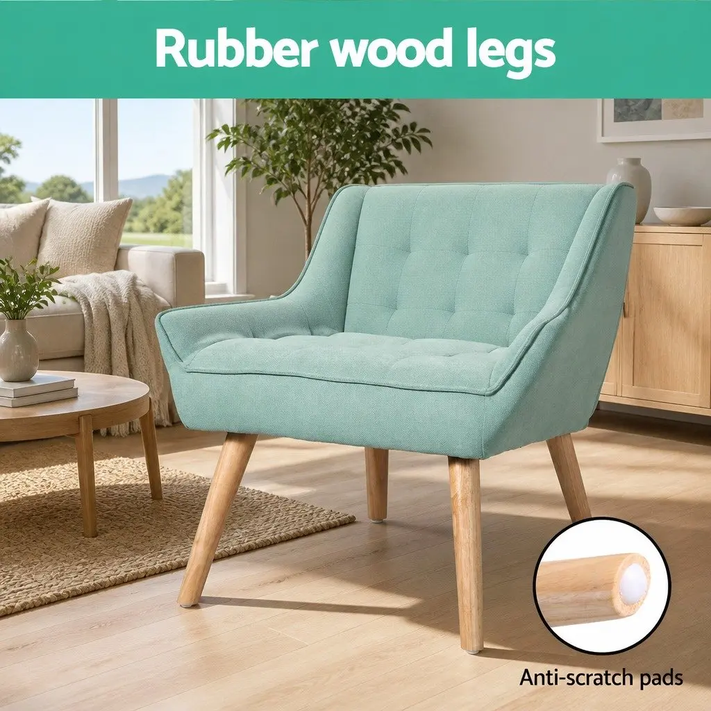 Armchair Lounge Chair Accent Sofa Seat Modern Design Faux Linen Blue Furniture