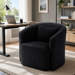 Cozy Round Swivel Armchair with Sherpa Fleece Upholstery