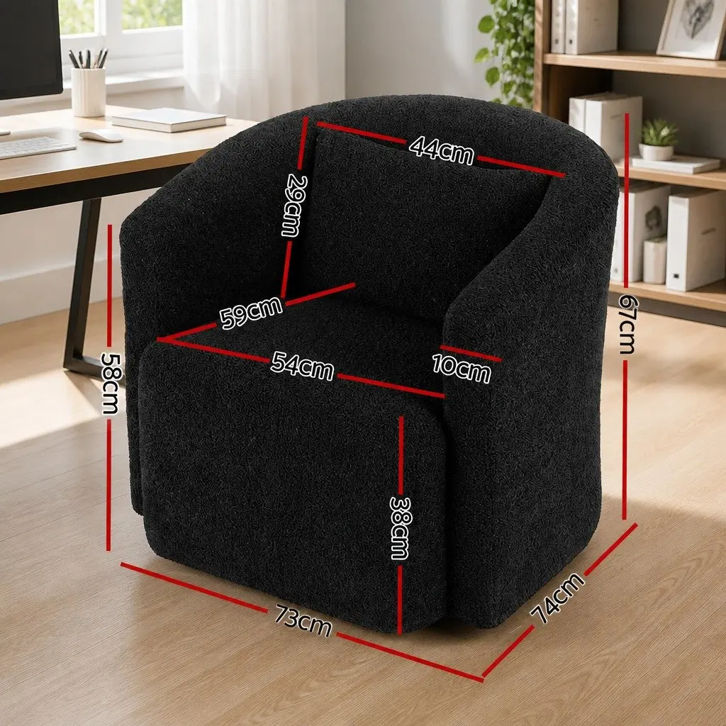 Round Swivel Armchair with Sherpa Fleece Upholstery