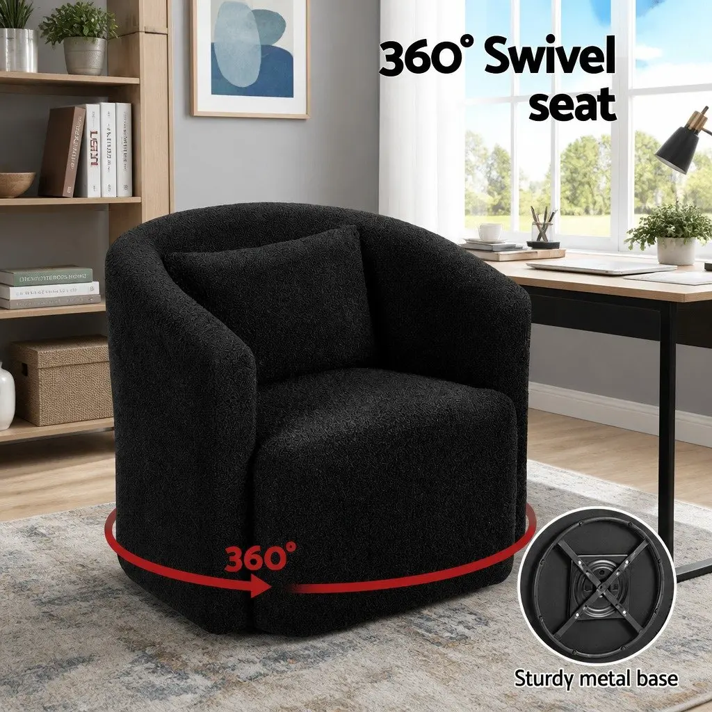 Round Swivel Armchair with Sherpa Fleece Upholstery