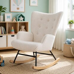 Boucle Upholstered Rocking Armchair for Cozy Spaces
