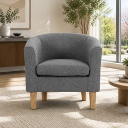 Comfortable Grey Tub Armchair with Contoured Backrest