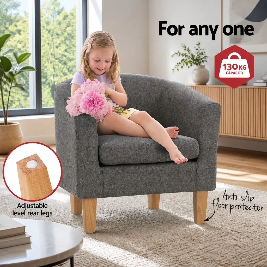 Grey Tub Armchair with Contoured Backrest