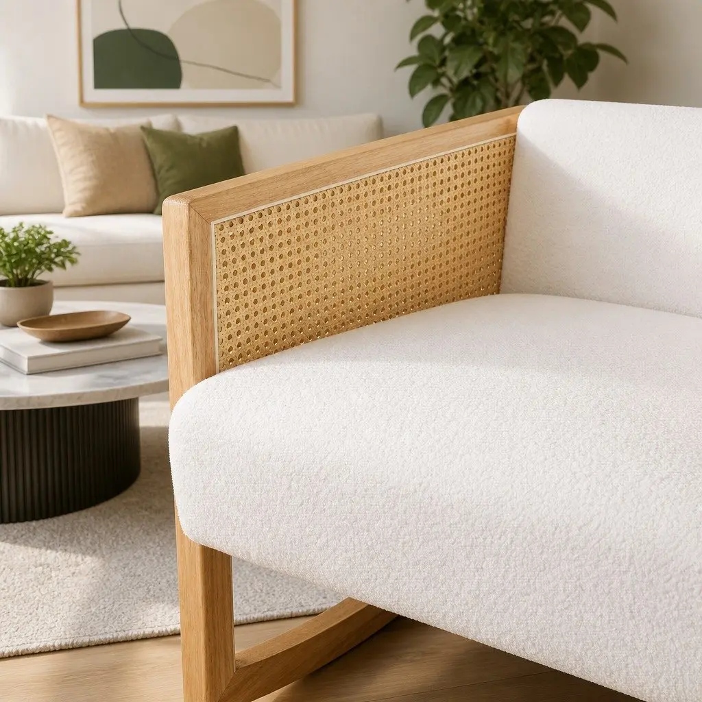 Boucle Rattan Rocking Chair for Comfort and Relaxation