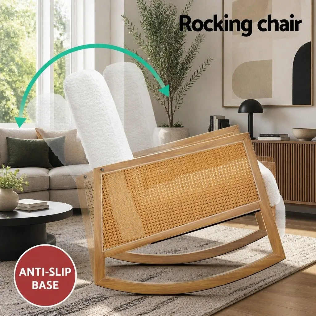 Boucle Rattan Rocking Chair for Comfort and Relaxation