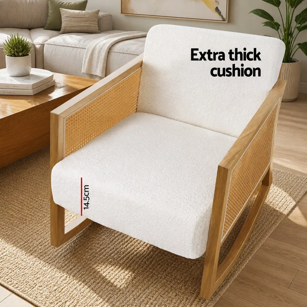 Boucle Rattan Rocking Chair for Comfort and Relaxation
