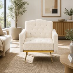 Beige Boucle Armchair with Modern Scandinavian Style