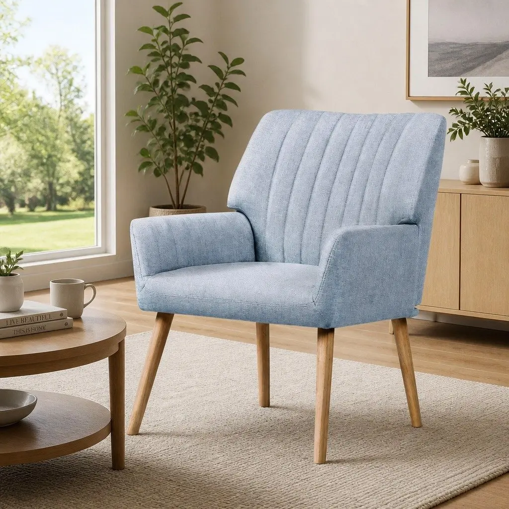 Armchair Grey Fabric Comfortable Lounge Chair Relaxation Seat Home Furniture