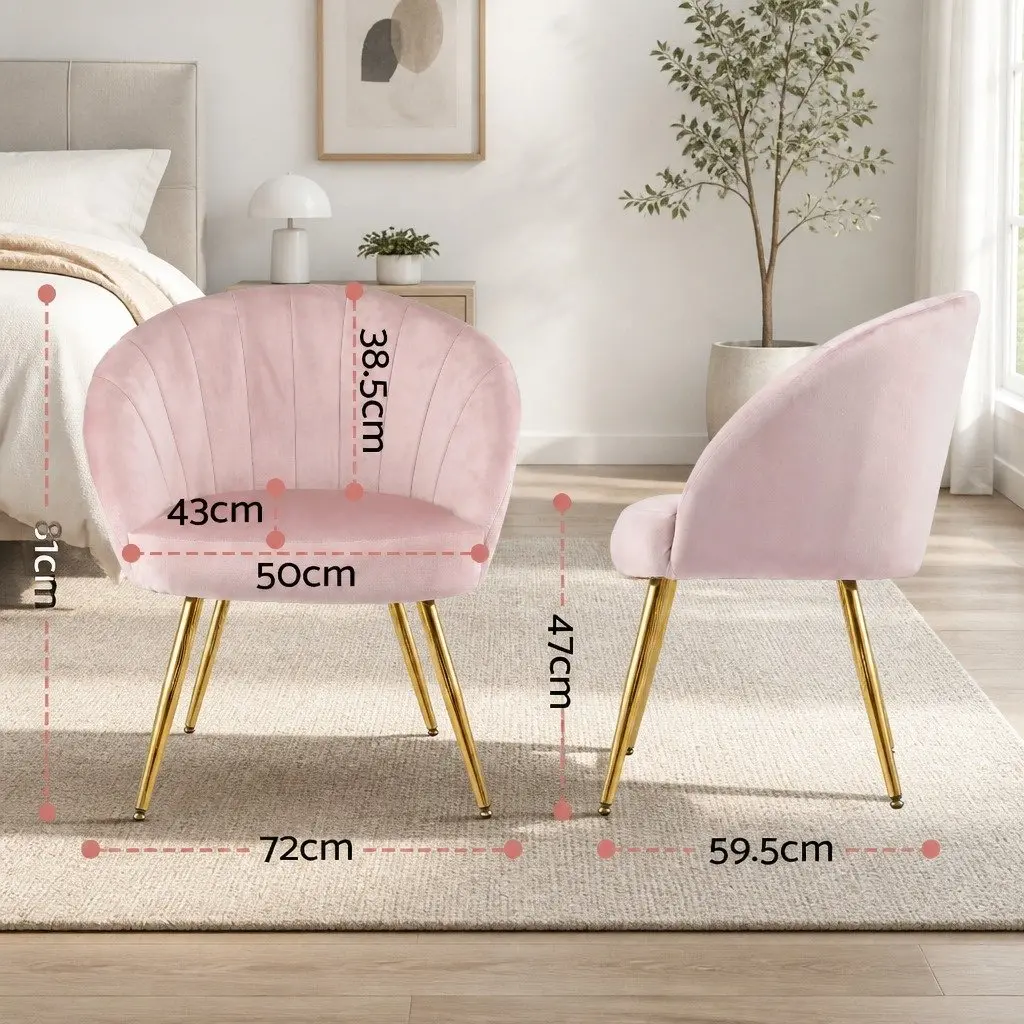 Pink Velvet Armchair High Resilience Foam Splayed Legs Living Room Accent
