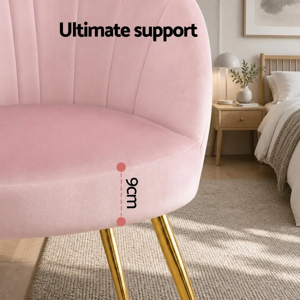 Pink Velvet Armchair High Resilience Foam Splayed Legs Living Room Accent