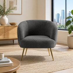 Sherpa Boucle Charcoal Armchair Lounge Chair