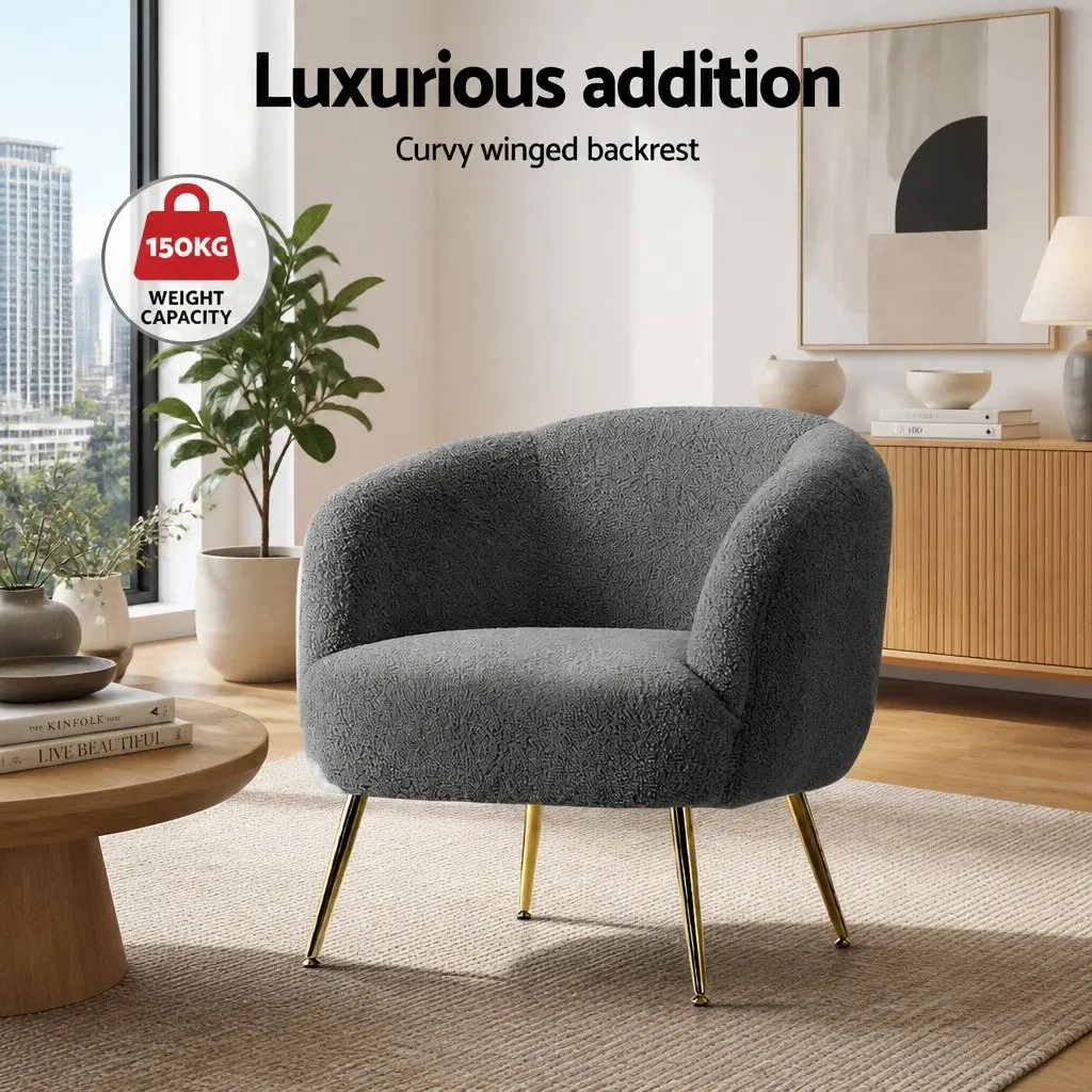 Sherpa Boucle Charcoal Armchair Lounge Chair