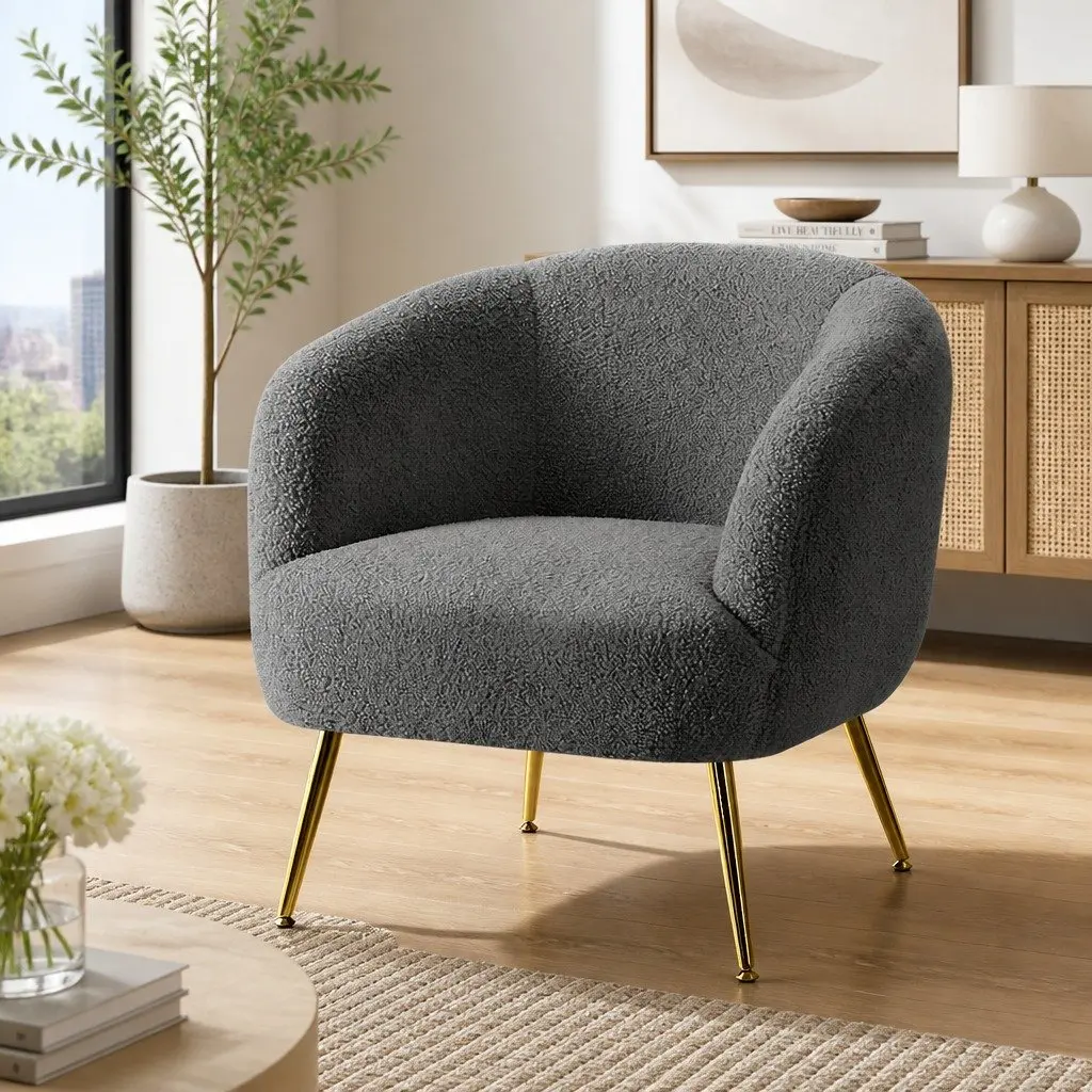 Sherpa Boucle Charcoal Armchair Lounge Chair