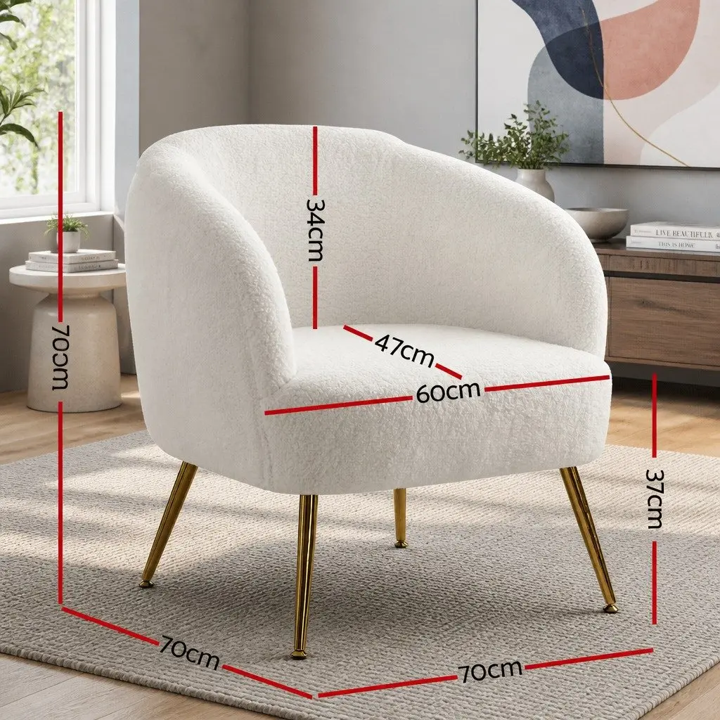 Sherpa Fabric Lounge Chair with Winged Backrest