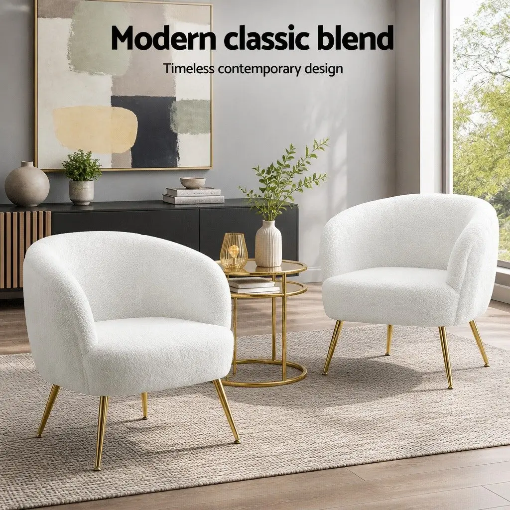 Sherpa Fabric Lounge Chair with Winged Backrest