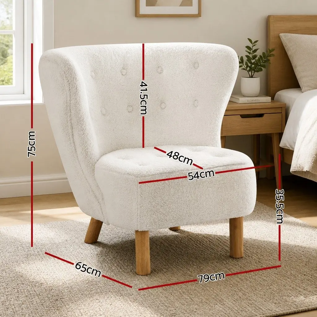 White Sherpa Fabric Armchair for Relaxation