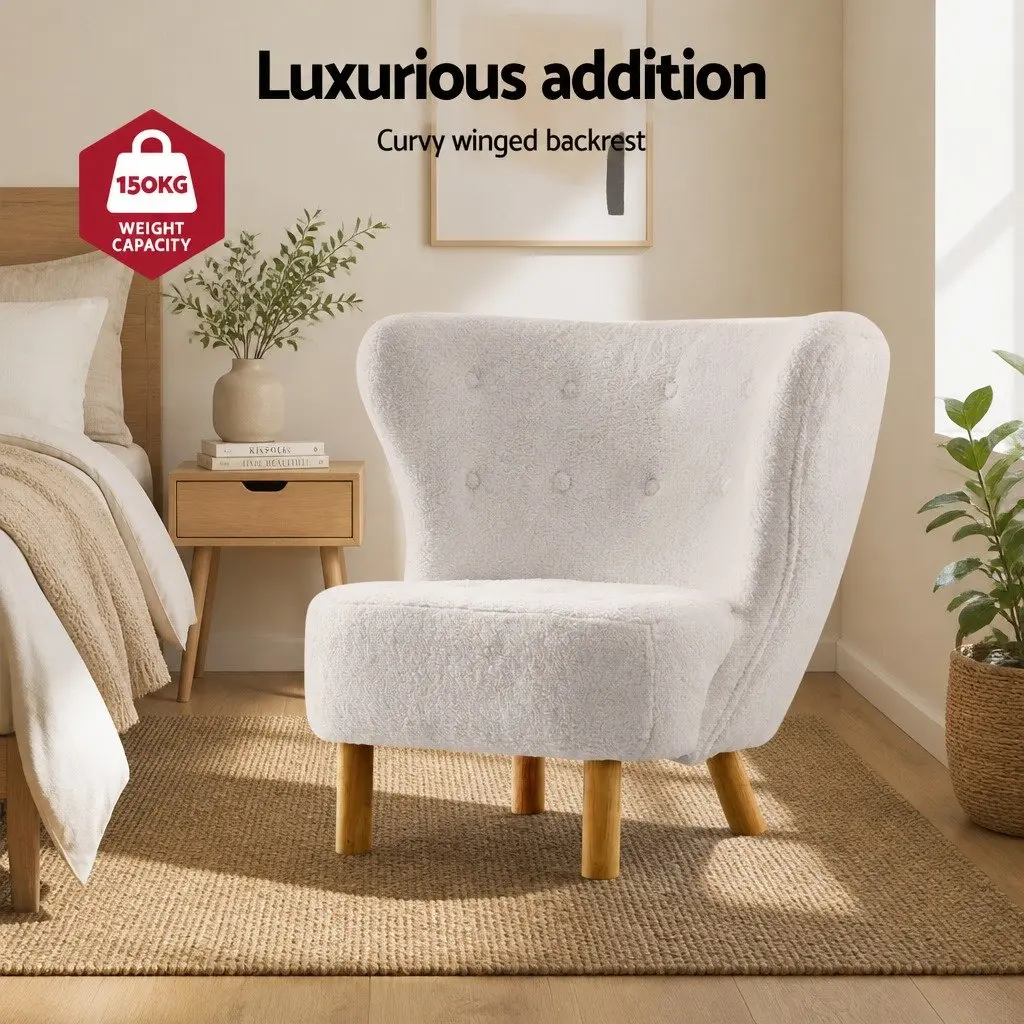 White Sherpa Fabric Armchair for Relaxation