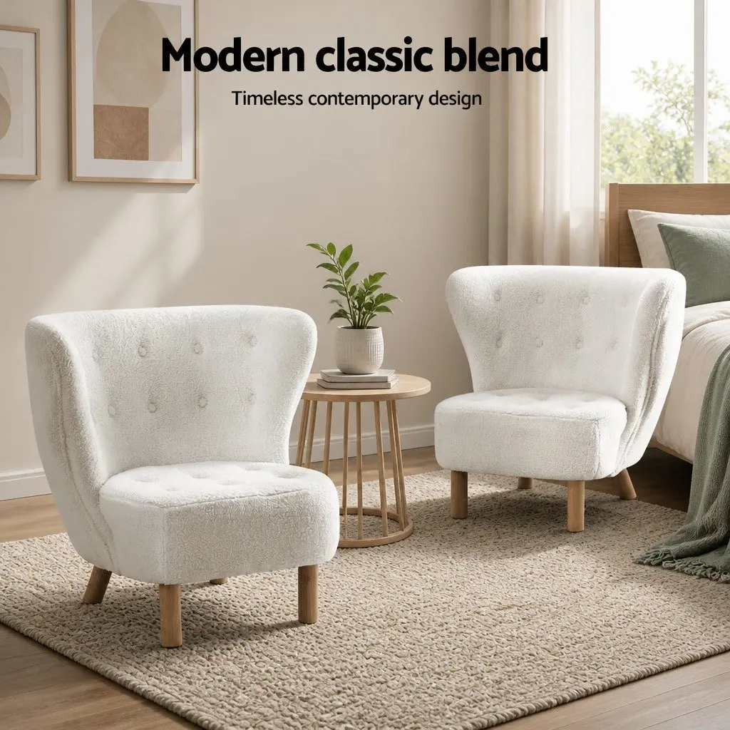 White Sherpa Fabric Armchair for Relaxation