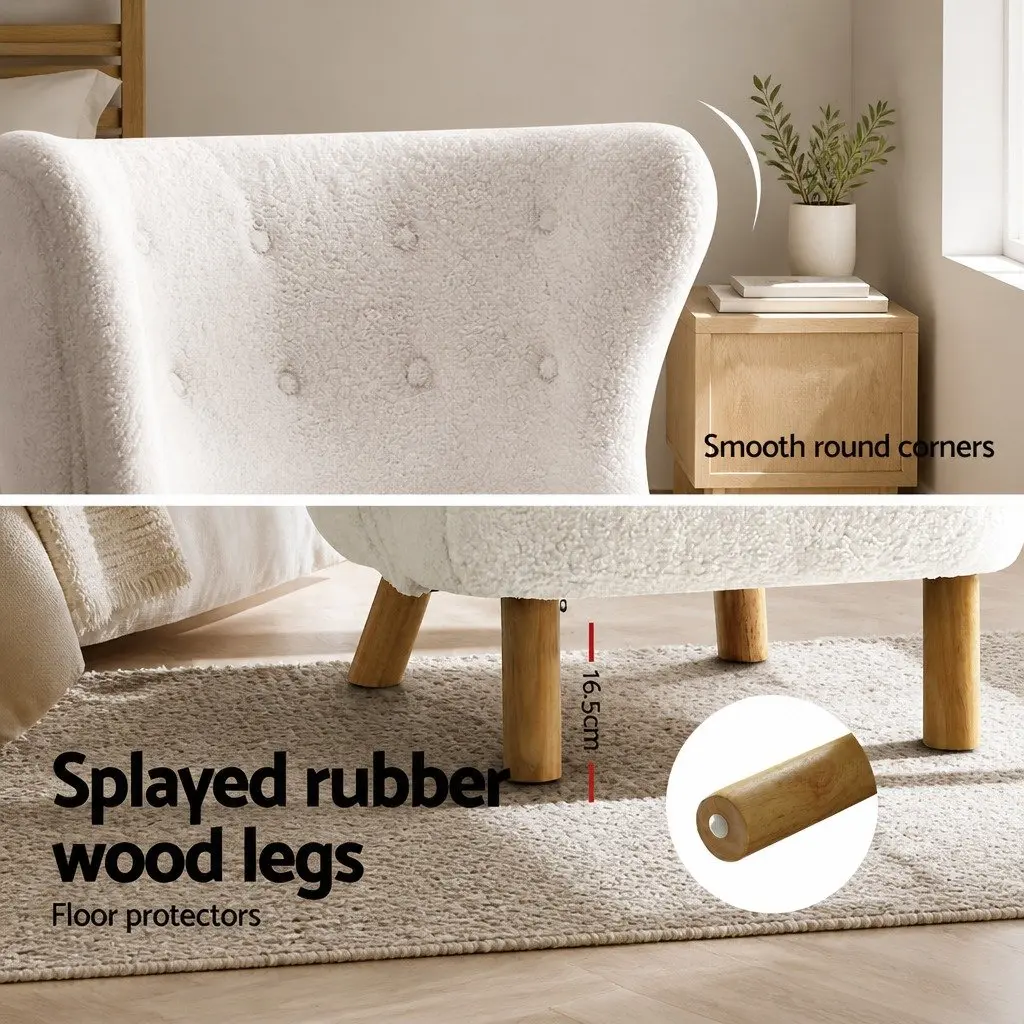 White Sherpa Fabric Armchair for Relaxation