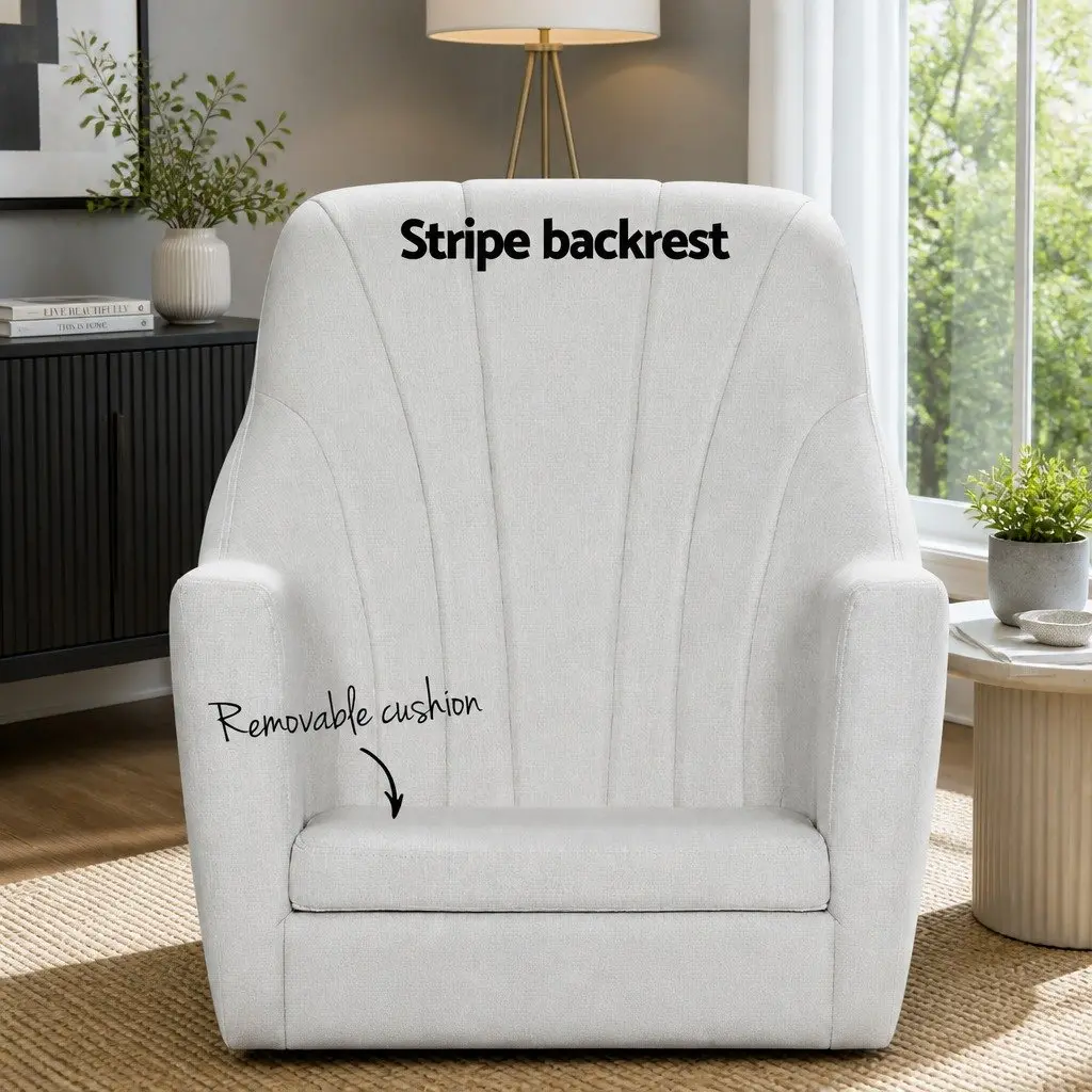 Beige Linen Rocking Chair with Footrest