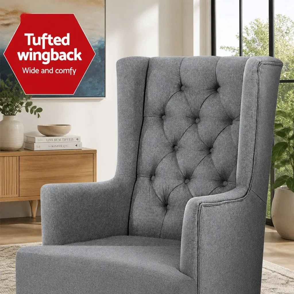 Grey Linen Rocking Chair Armchair