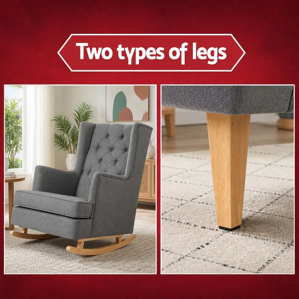 Grey Linen Rocking Chair Armchair
