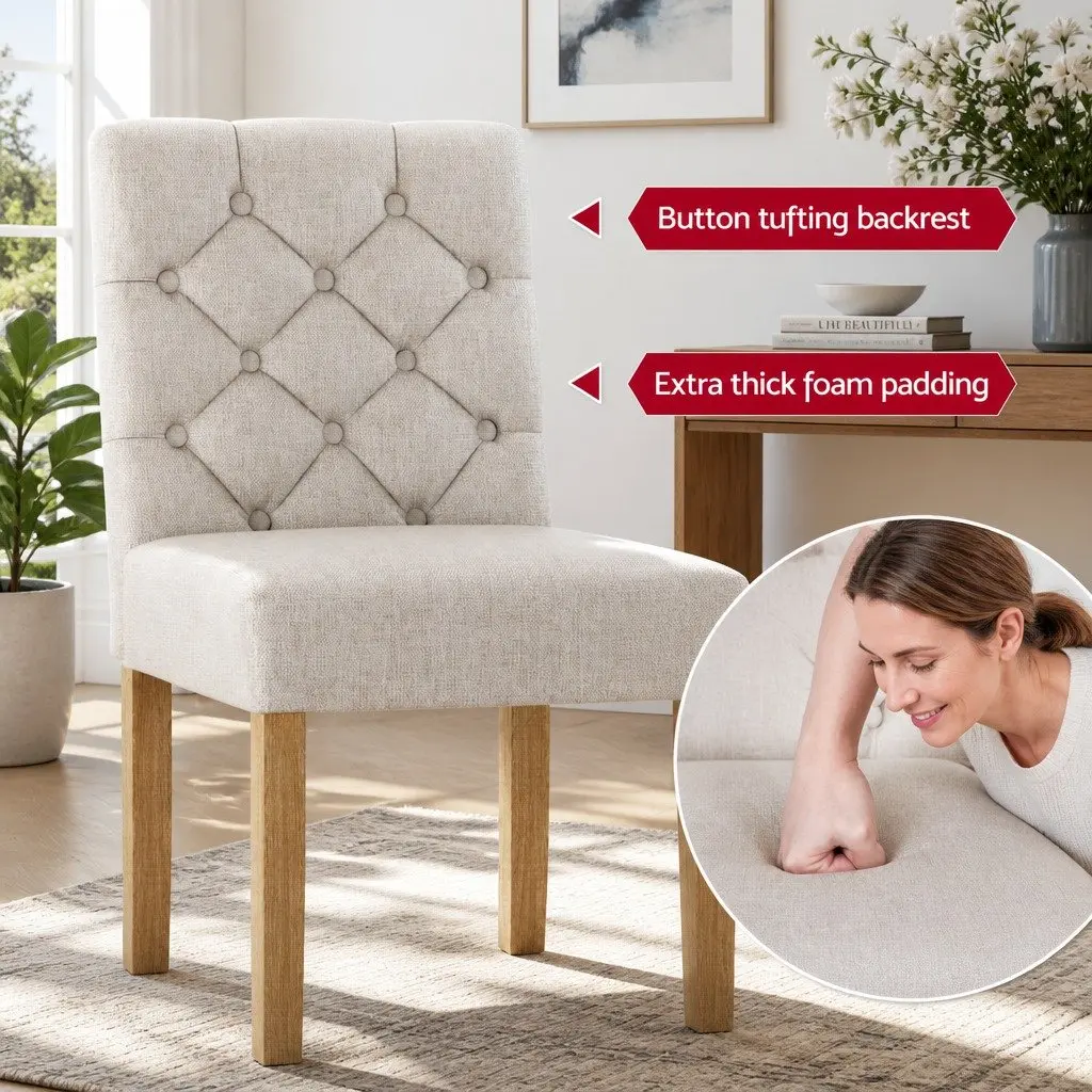 Bar Stools Linen Upholstered High Backrest Footrest Set of 4