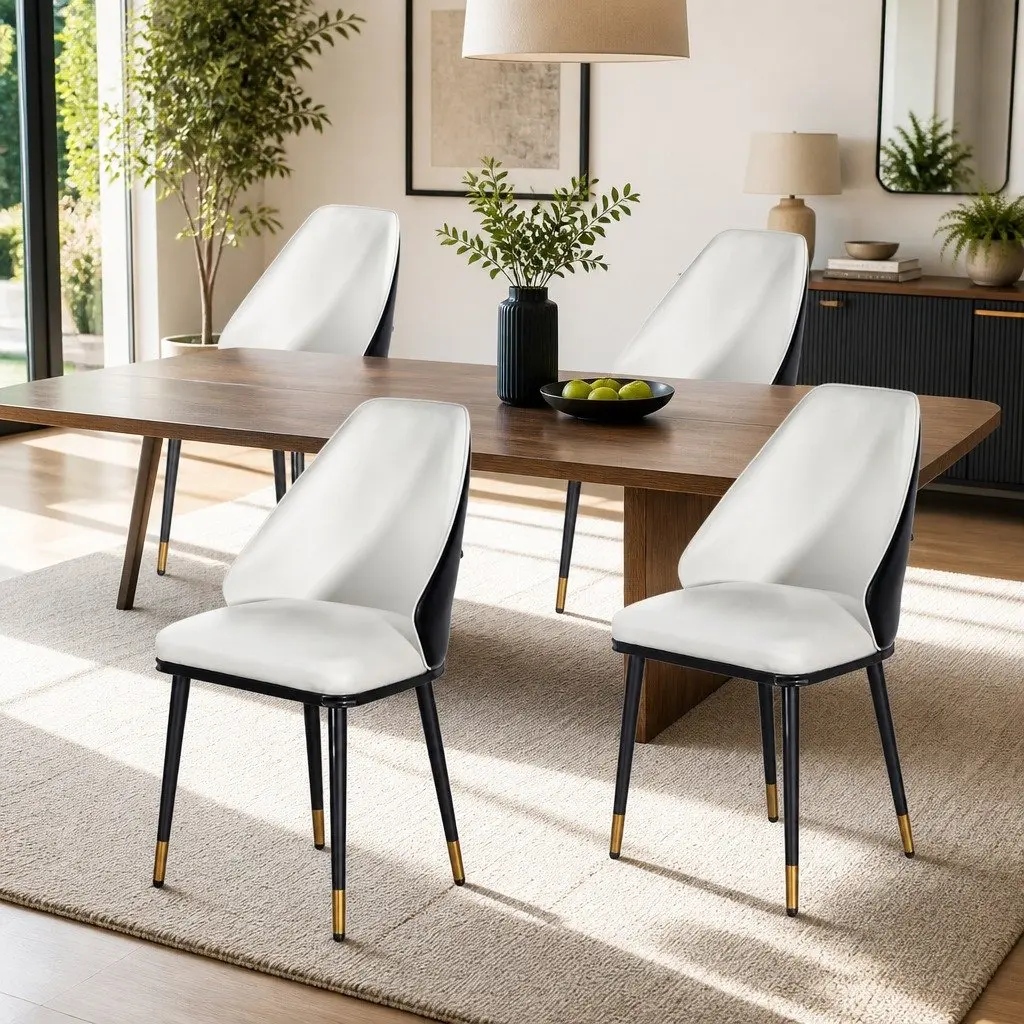 Set of 4 Modern Dining Chairs with PU Leather Seats