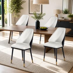 Set of 4 Modern Dining Chairs with PU Leather Seats
