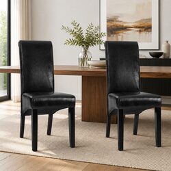 Durable Set of 2 Black Dining Chairs with Comfortable Support